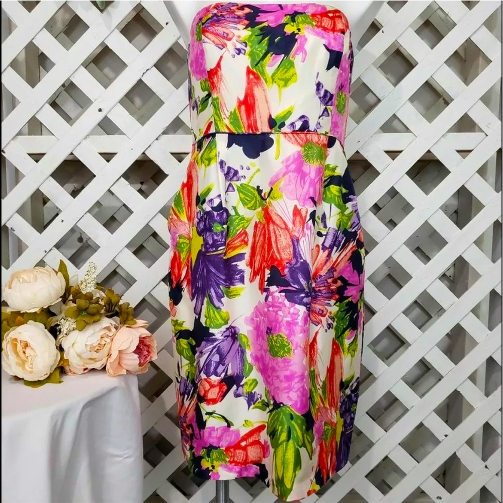“DONATED” J Crew, Silk Waterfall Strapless Dress w/ Pockets, Sz 6, NWT’s